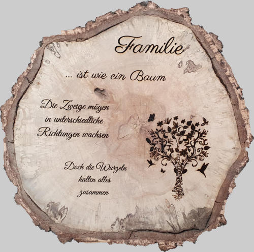 Birkenbaumscheibe mit persönlicher Botschaft